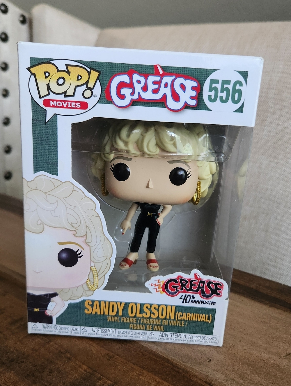 Funko Sandy Olsson in Blonde Hair with Black Outfit and Red Sandals Grease Movie